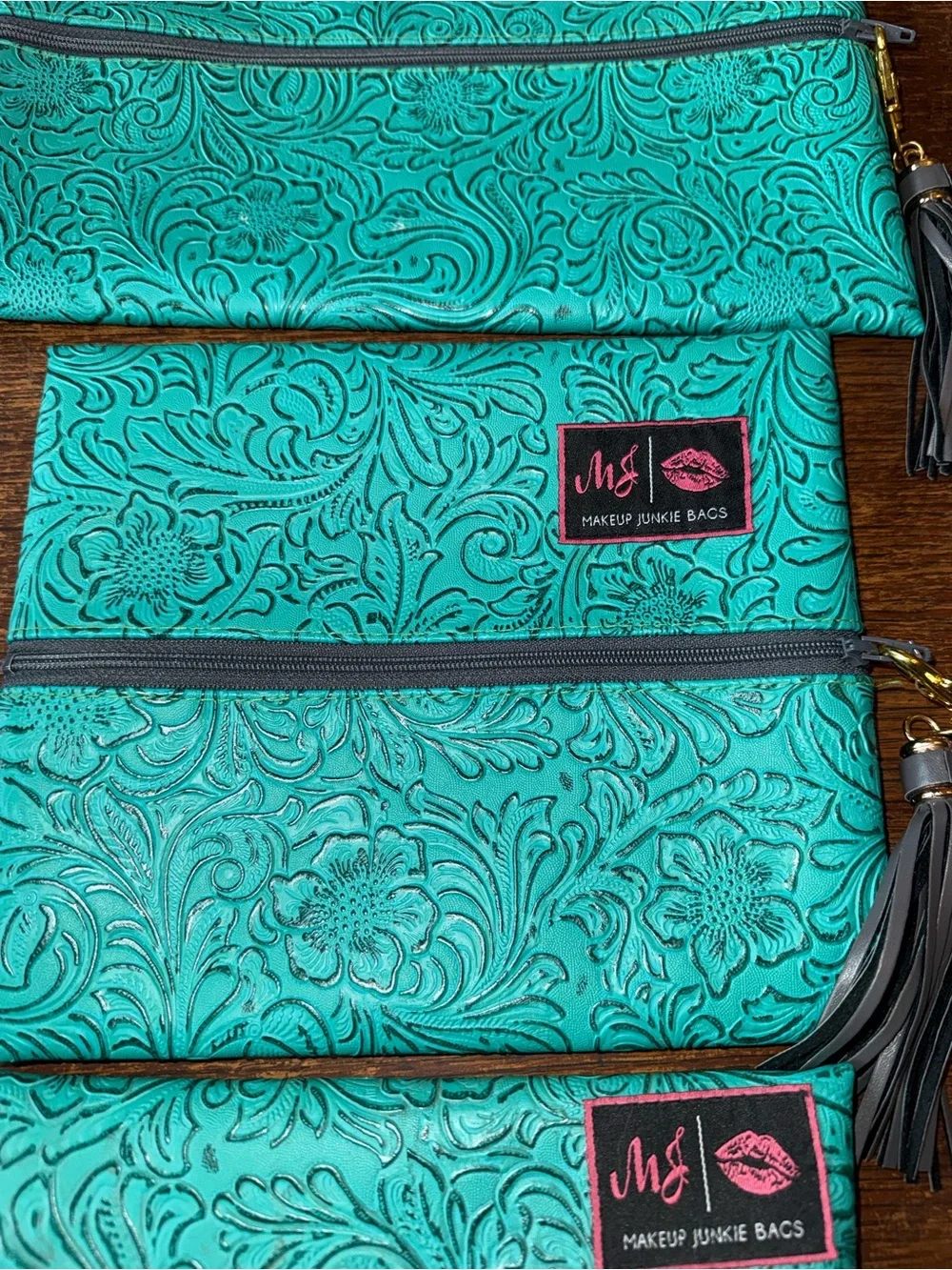 NWT set - 5 Turquoise Dream Makeup Junkie Bags micro, mini, small, medium, large